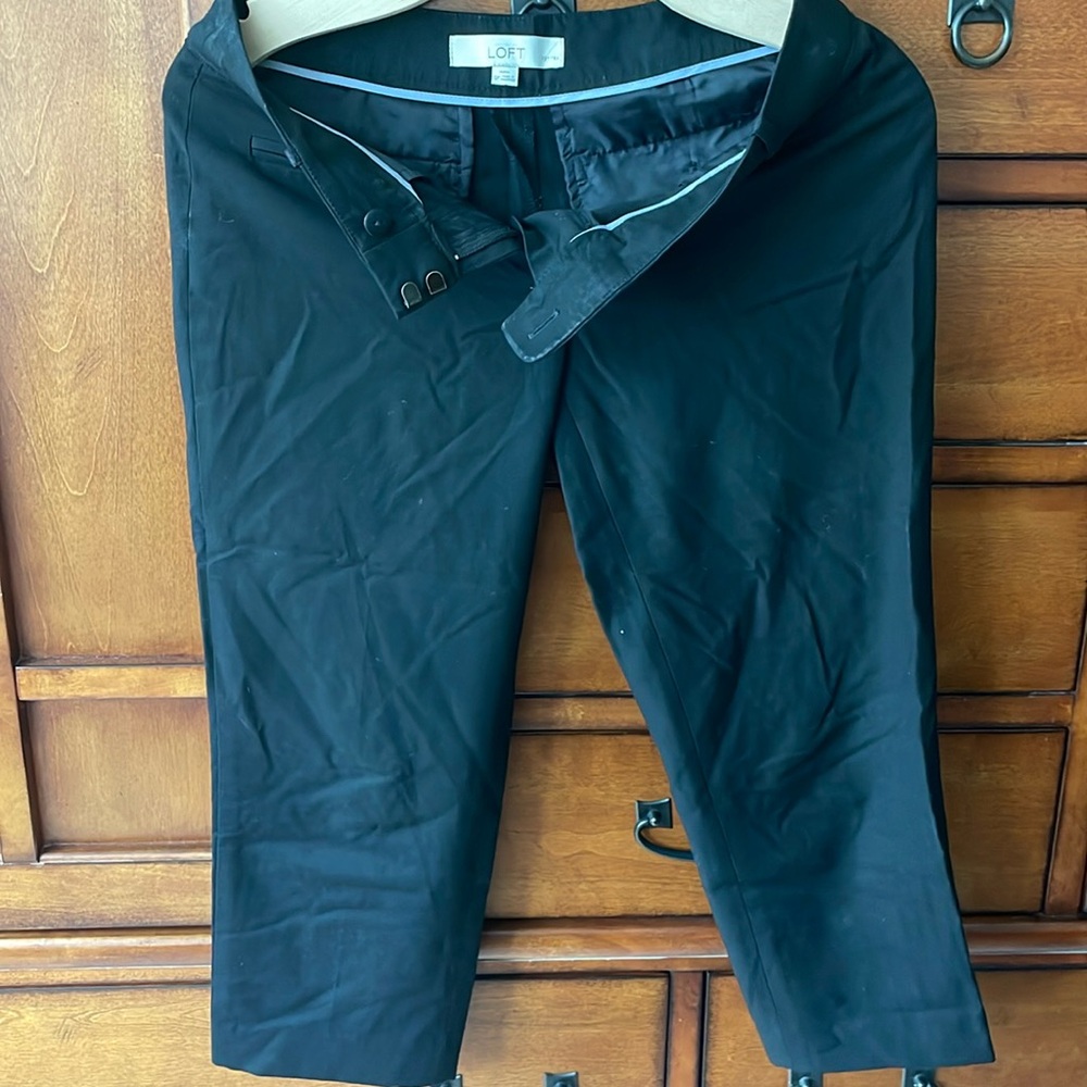 Loft 0P petite 3/4 black pant work